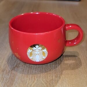 Starbucks 14oz Mug Red with gold snowflakes